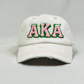 AKA White Denim Distressed Hat